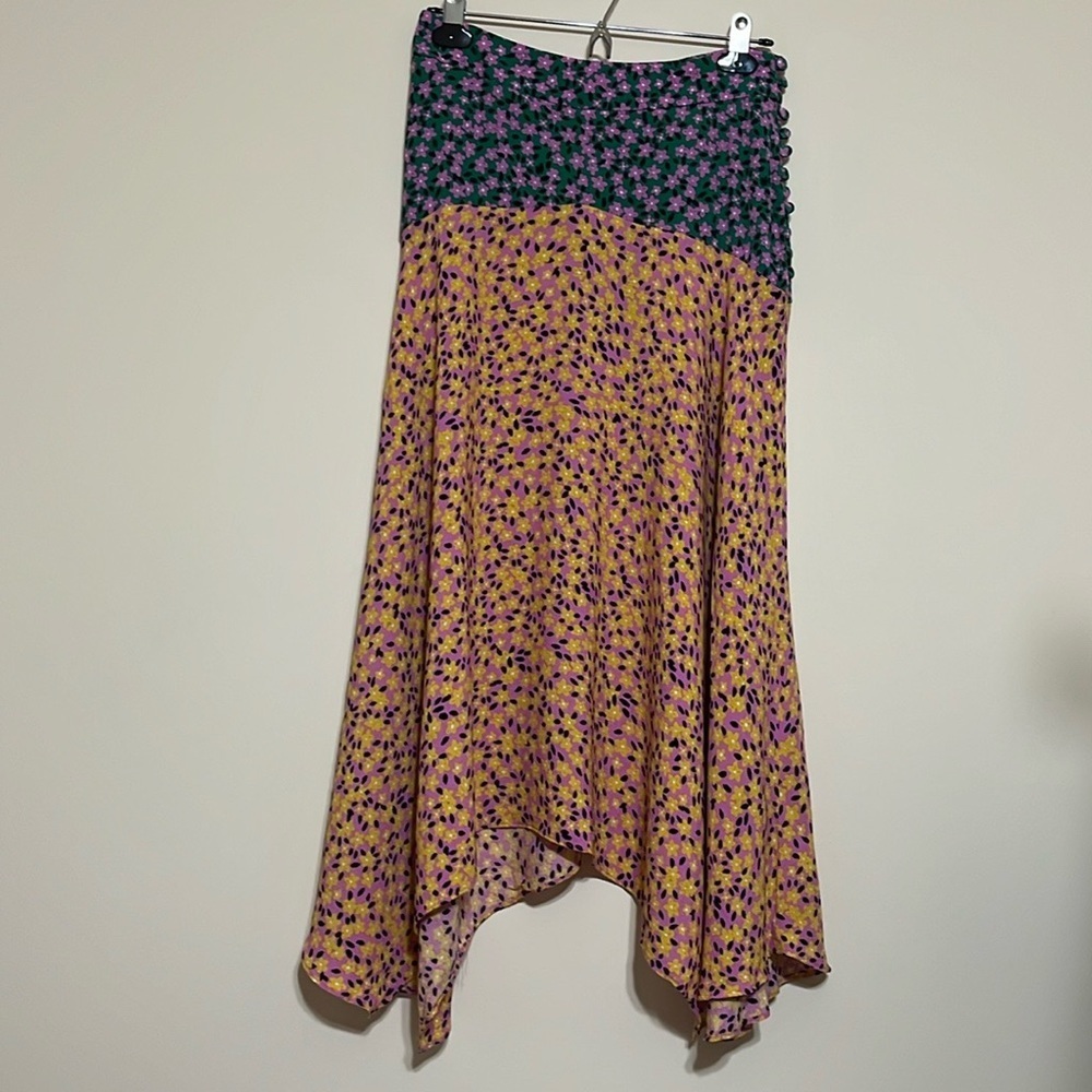 Topshop Mixed Floral Midi Handkerchief Skirt 4P - Picture 4 of 9